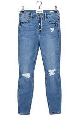 FRAME Le High Skinny Distressed Button Fly Jeans Rooftop Light Wash Size 26